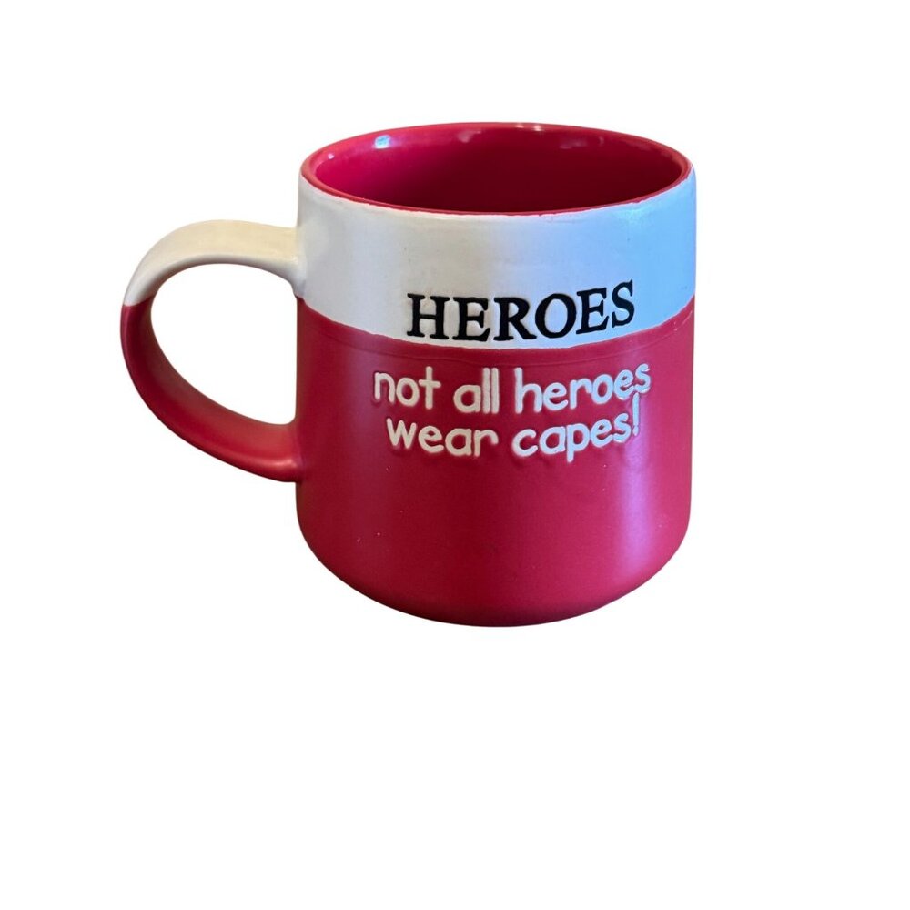 Heroes Ceramic Mug Red & White "Not All Heroes Wear Capes" Spectrum Designz 2020